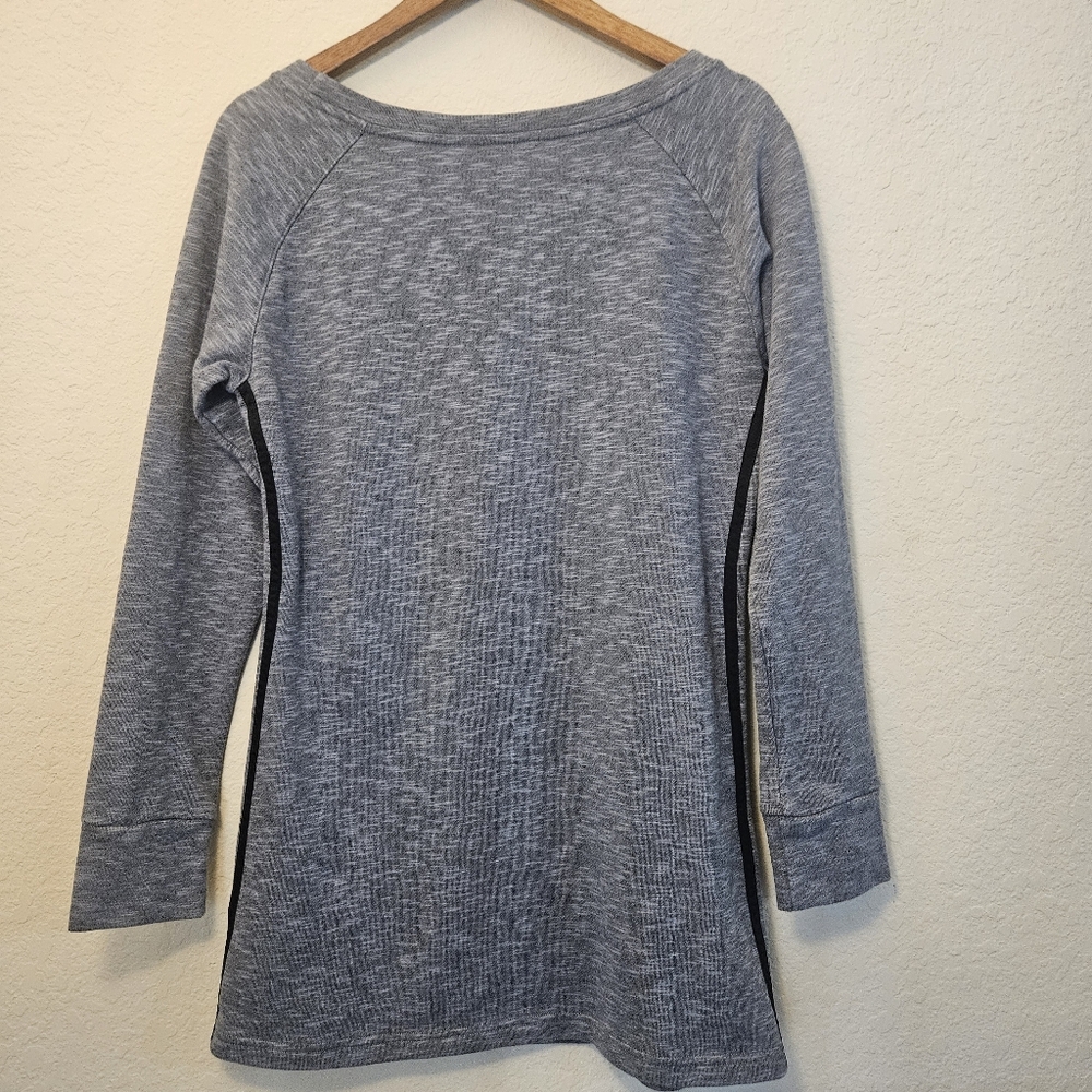 Adidas Grey Long Sleeve Sweatshirt Dress Womens Small Grey Black Side Stripe - Picture 2 of 6